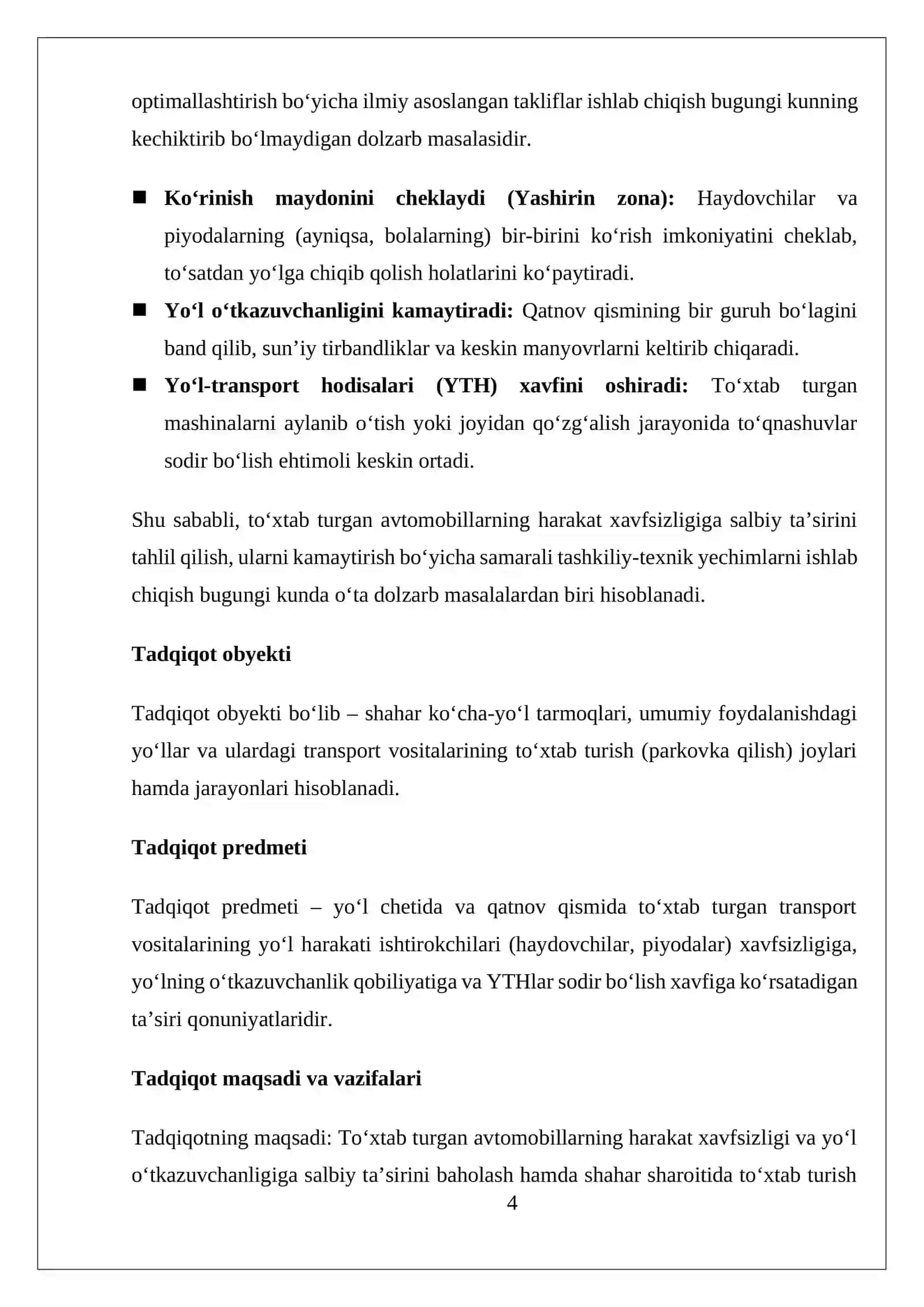 TO‘XTAB TURGAN AVTOMABILLARNING HARAKAT XAVSIZLIGIGA TA’SIRI 4
