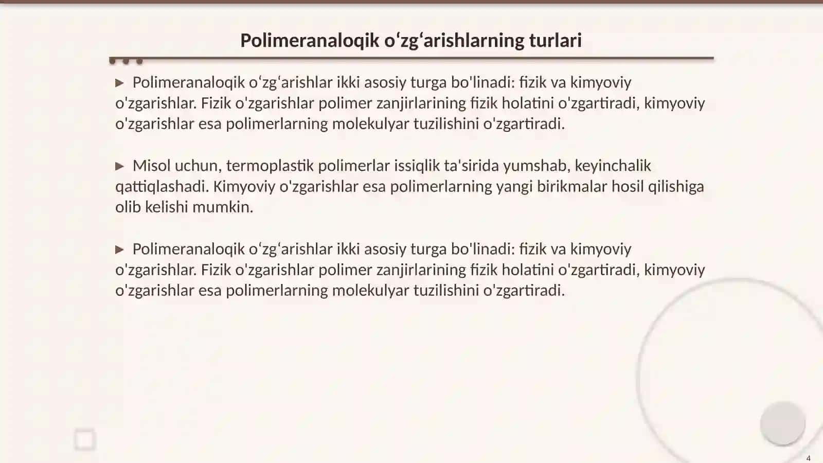 Pоlimеrаnаlоgik o‘zgаrishlаr vа ulаrning o‘zigахоs хususiyatlаri 4