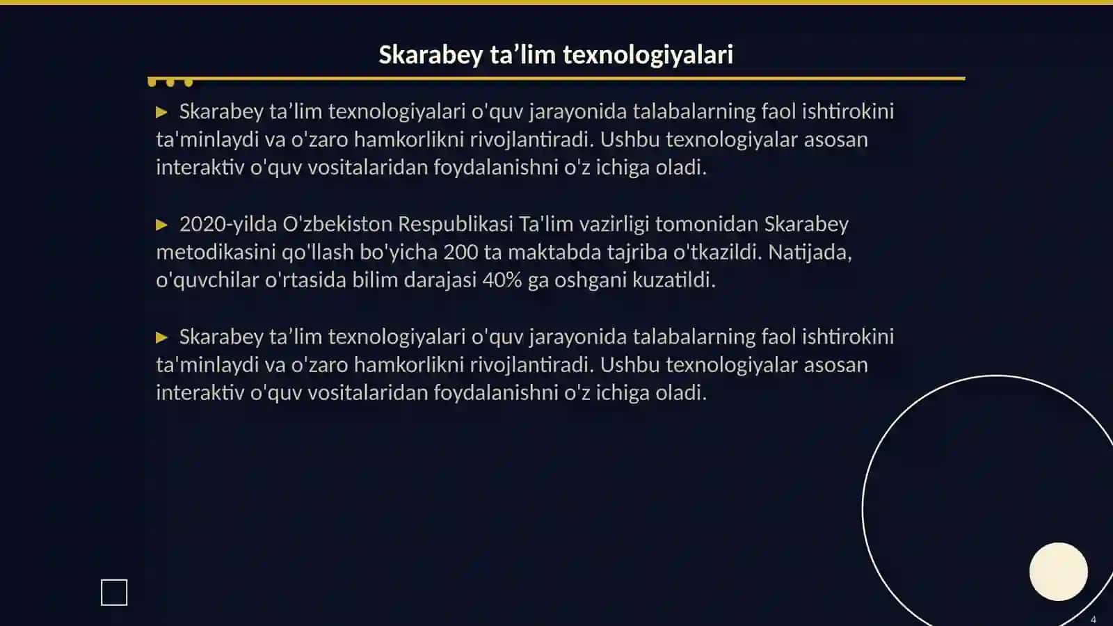 Loyiha, Skarabey, Muammoli ta’lim texnologiyalari 4