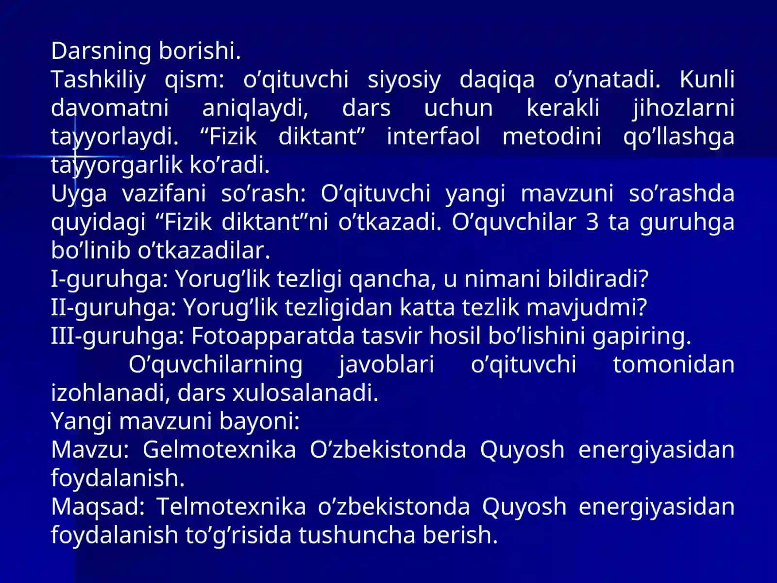 Geliotexnika o’zbekistonda Quyosh energiyasidan foydalanish 4