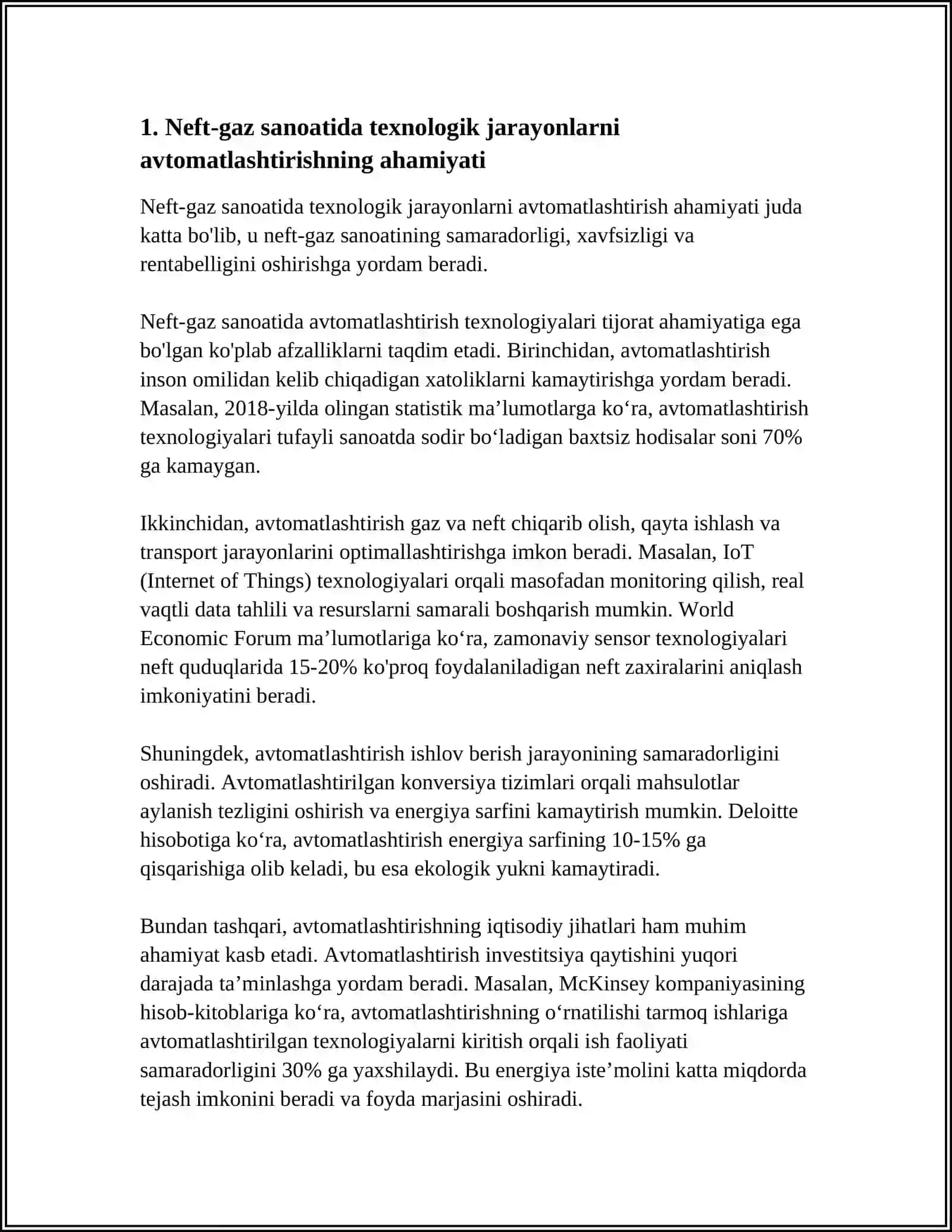 TEXNOLOGIK JARAYONLARNI AVTOMATLASHTIRISHNING NEFT-GAZ SANOATIDAGI ROLI 4