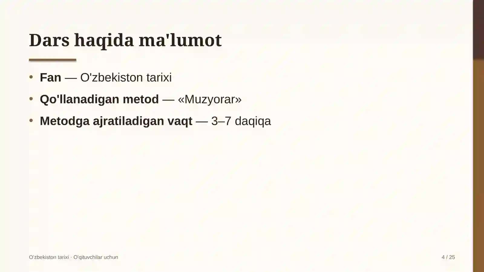 o'zbekiston tarixi darslarida muzyorar metodidan foydalanish 1117 4