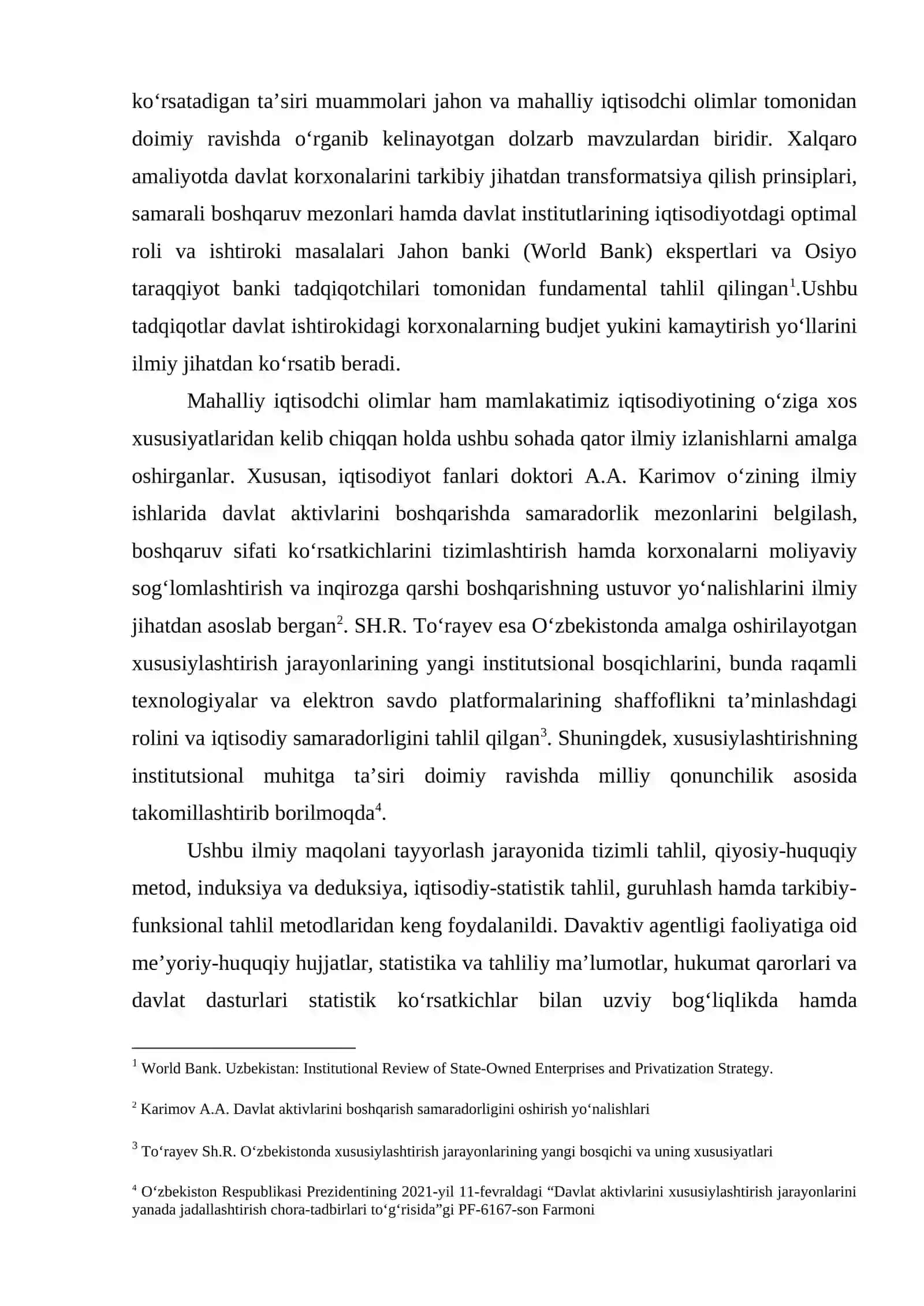 O'ZBEKISTON RESPUBLIKASI DAVLAT AKTIVLARINI BOSHQARISH AGENTLIGINING IQTISODIYOTDAGI ROLI VA FUNKSIYALARI 4