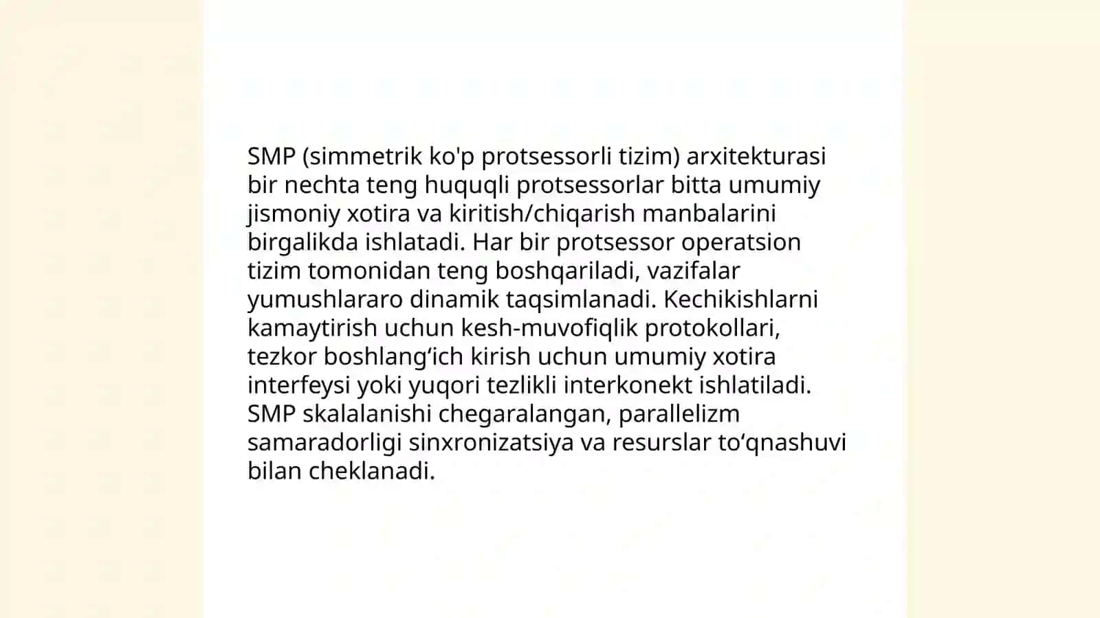 Ko'pprotsessorlitizimlar.ko'pprotsessorlitizimlarklassifikatsiyasi,strukturasi 4