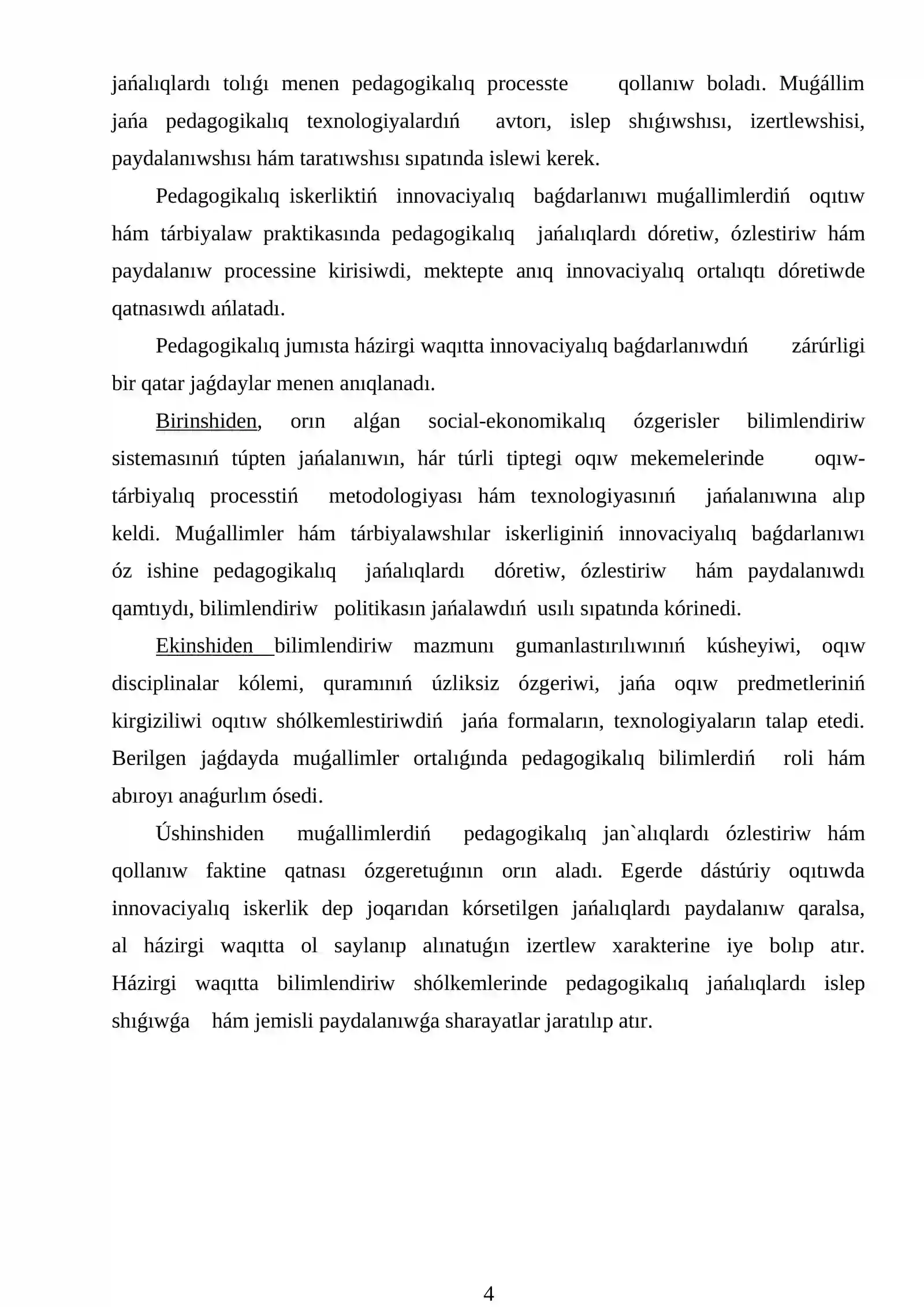 Fizika astronomiya oqıtıw metodikası tálim baǵdarı 4