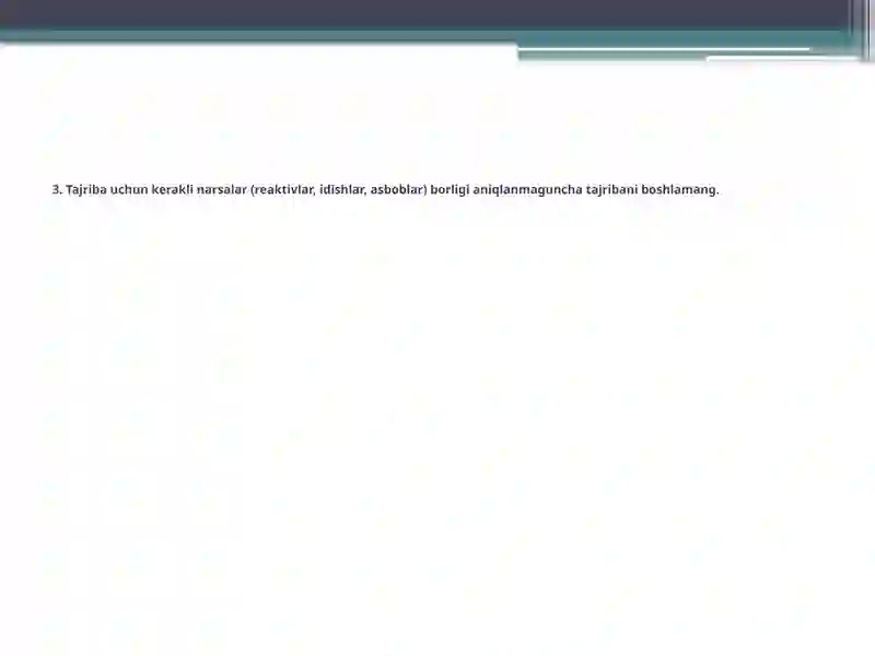 LABORATORIYA TAJRIBALARI O'TKAZISHNING UMUMIYTARTIB-QOIDALARI 4