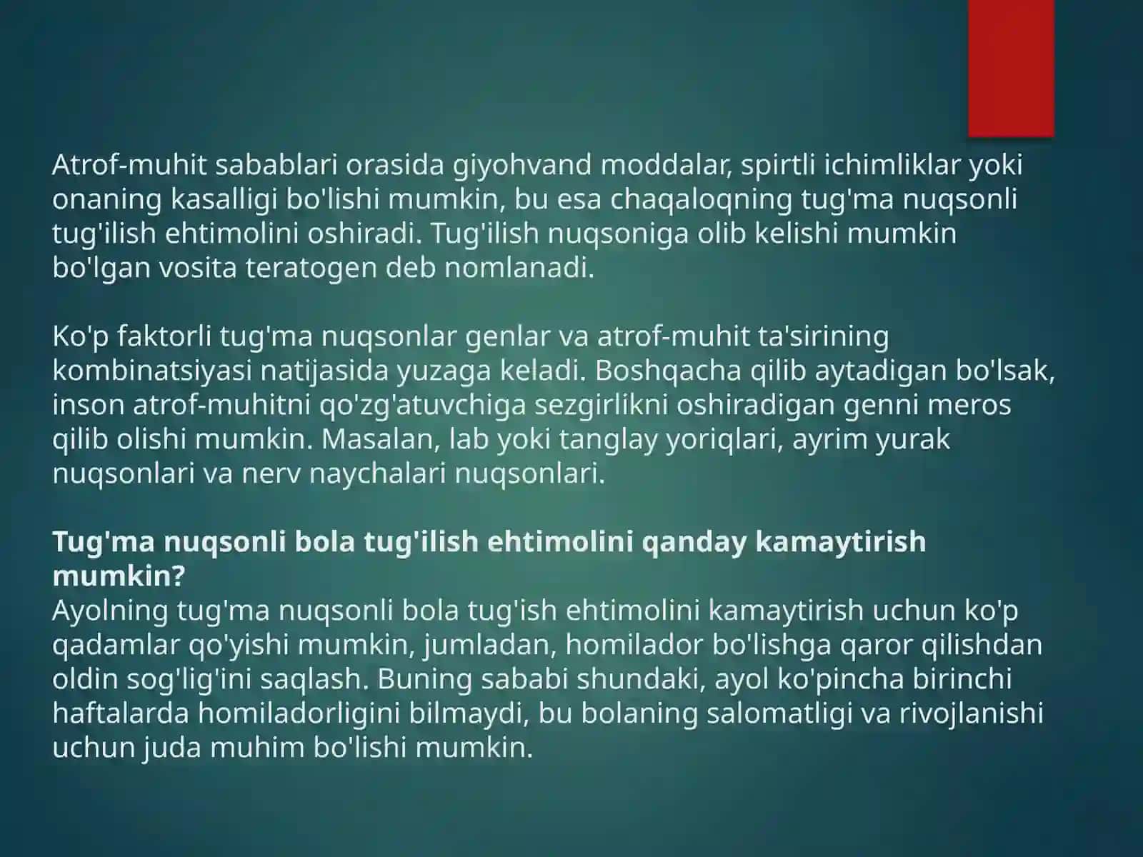 TUG’MA ANOMALIYALAR. CHALA TUG’ILGANLARDAGI BUZILISHLAR 306-GURUH 4