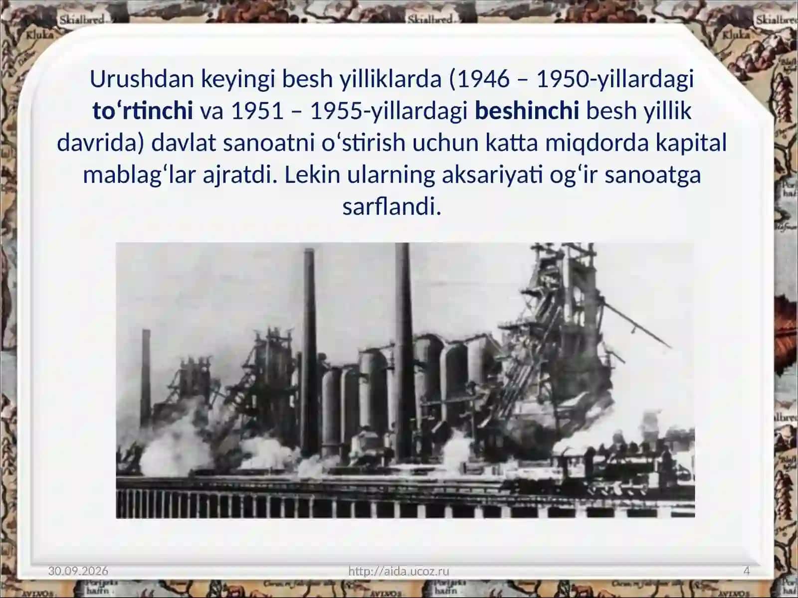 O‘zbekistonda sanoatning bir tomonlama rivojlanishi 4