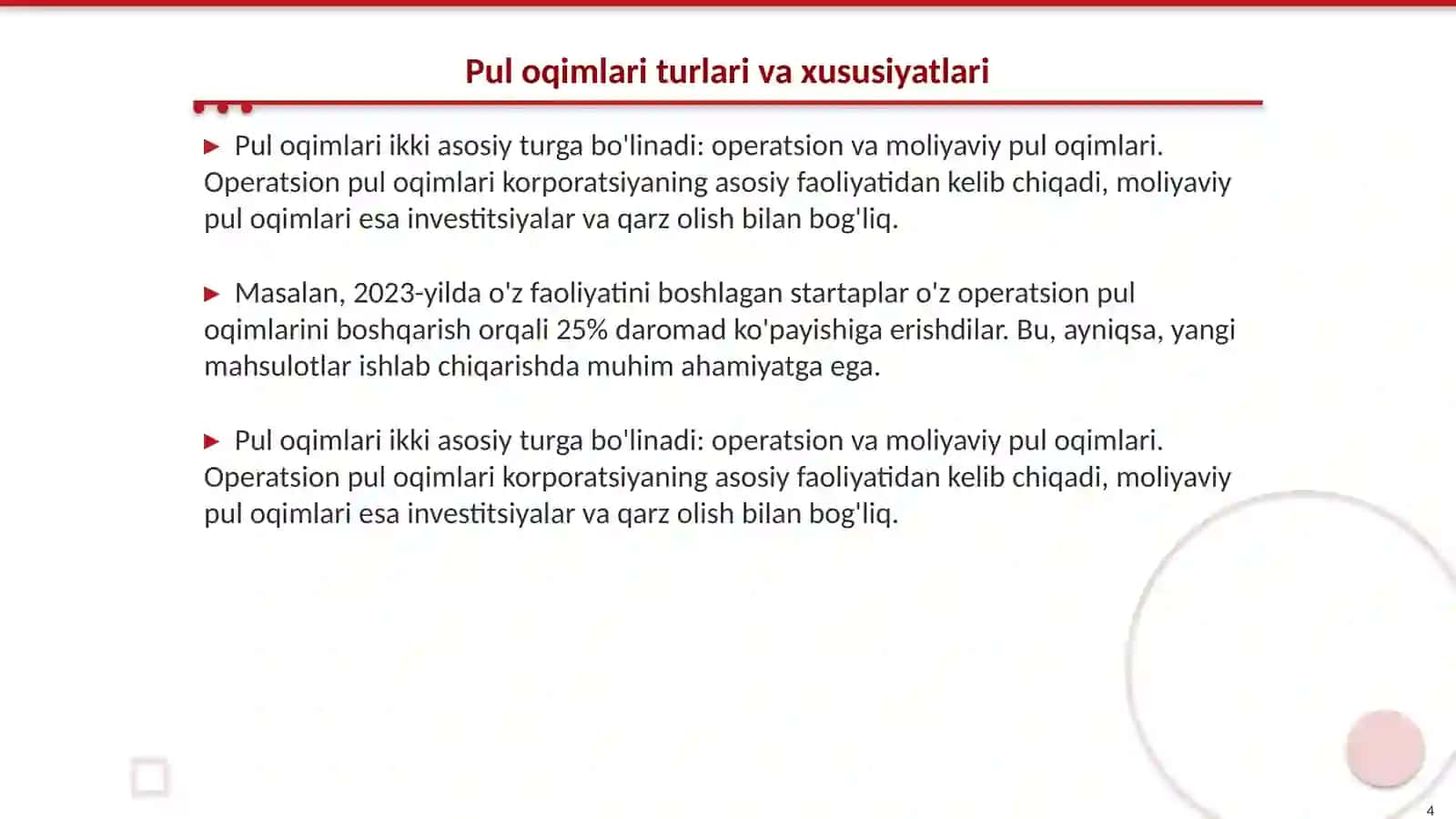 Korporatsiyalarning pul oqimlarini boshqarish 4