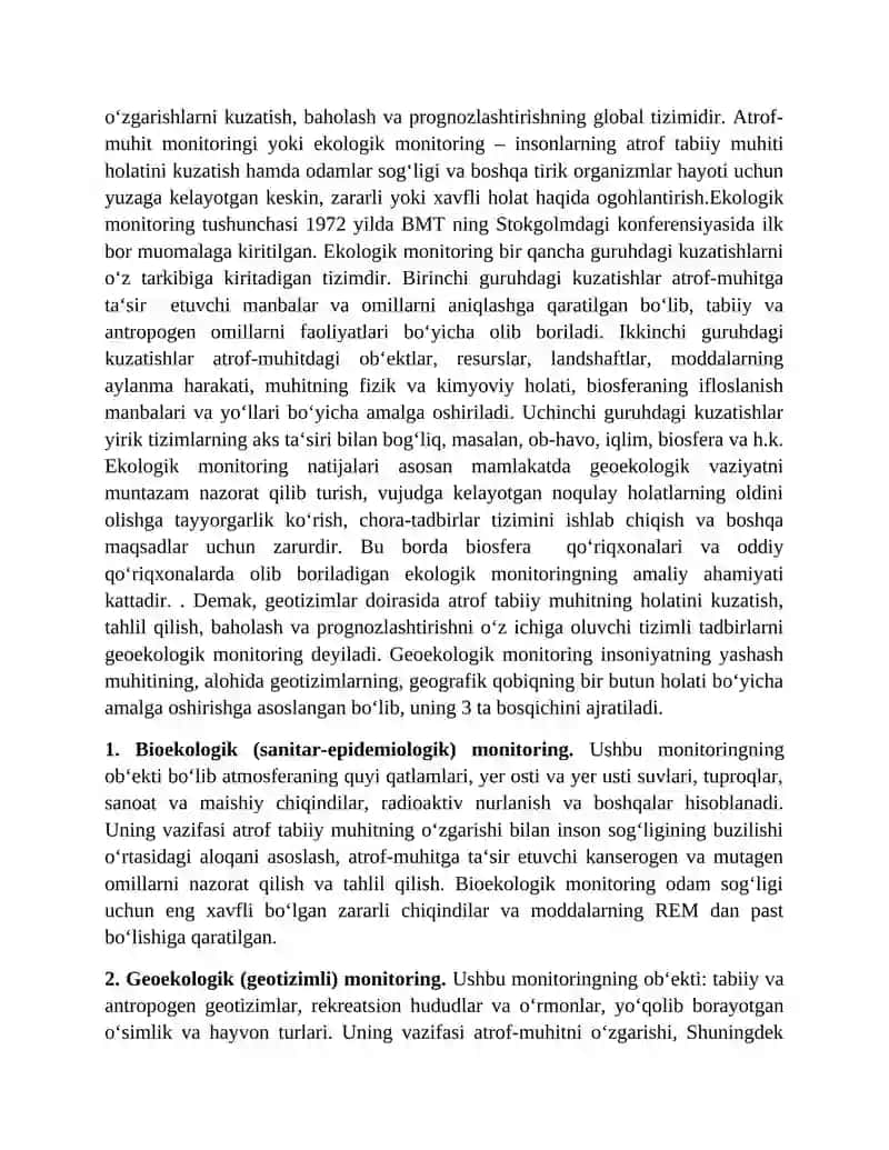 Geoekologiya. Geoekologik monitoring. 4