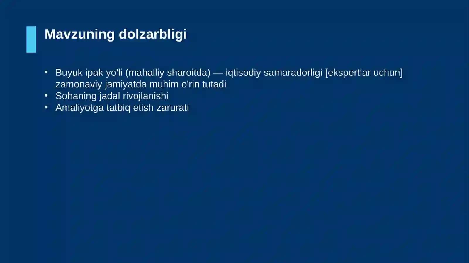 Buyuk ipak yo'li (mahalliy sharoitda) — iqtisodiy samaradorligi [ekspertlar uchun] 4