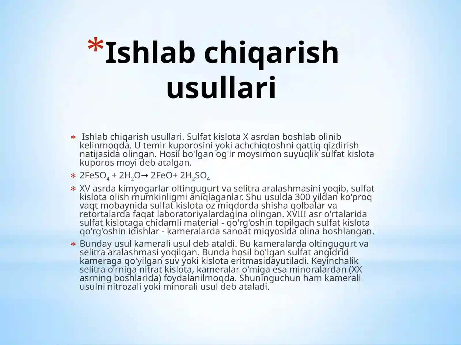 Sulfat kislota ishlab chiqarish 4