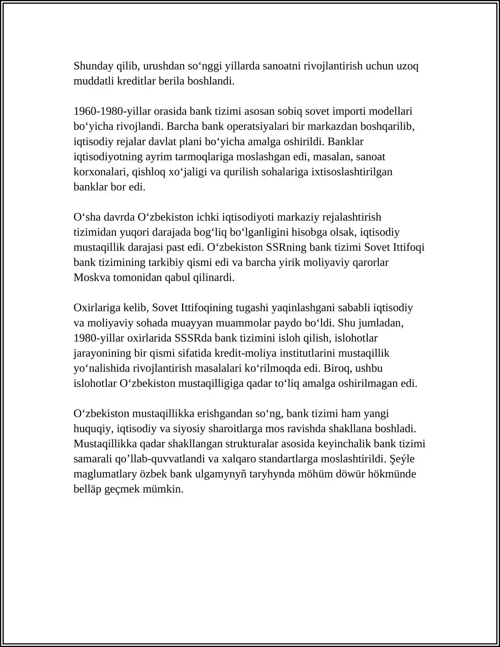 O'ZBEKISTON RESPUBLIKASI BANK TIZIMINING RIVOJLANISH BOSQICHLARI 4