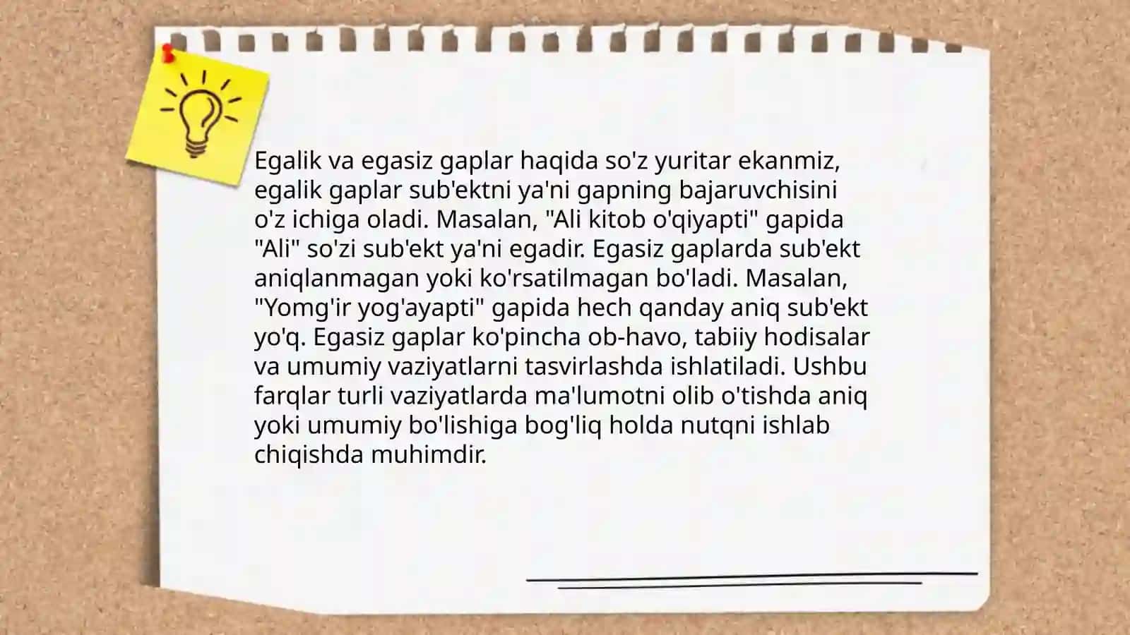 Egali va egasiz gaplar haqidagi nazariy qarashlarni tahlil qilish va umumlashtirish 4