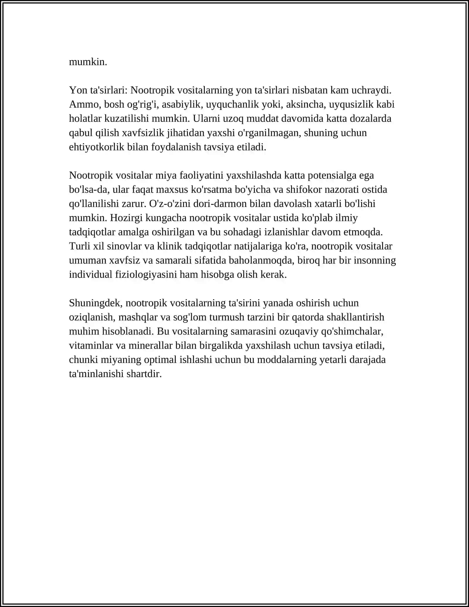 NOOTROP VOSITALARI.ANALEPTIKLAR.DOFAMIN VA DOFAMINERGIK VOSITALAR.SEROTONIN VA SEROTONINERGIK VOSITALAR 4