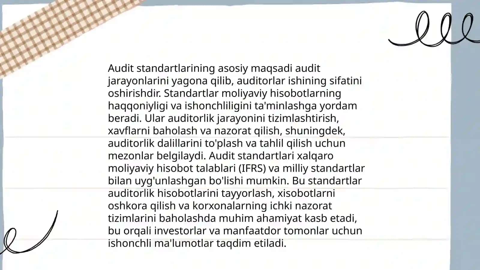 Audit standartlari haqida tushuncha, uning ahamiyati va turlari tavsifi 4