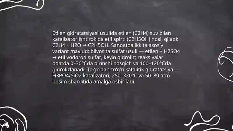 Etil spirtini sanoatda olinishi va xalq xo'jaligida ishlatilishi 4