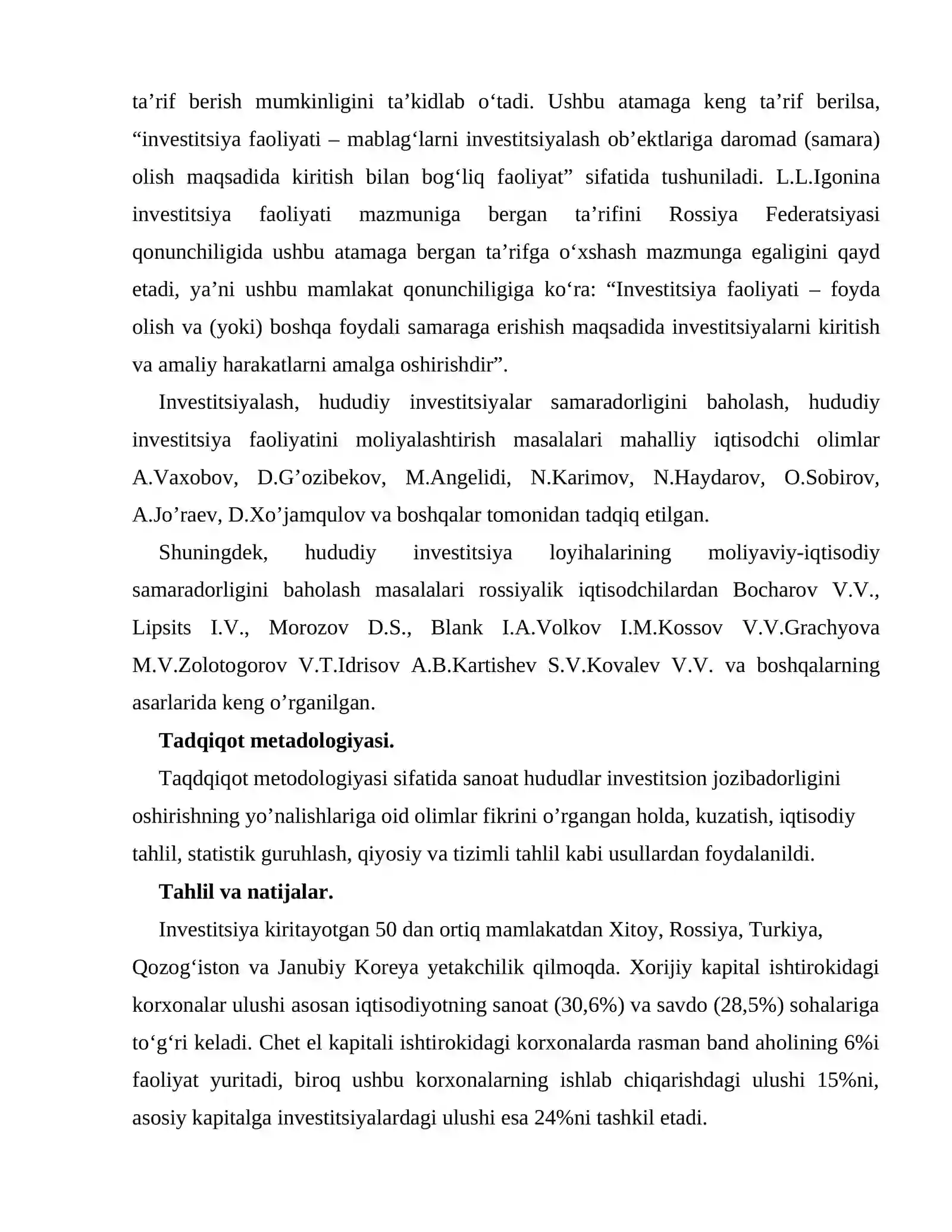 INVESTITSIYA LOYIHALARINING TAHLIL QILISH MEZONLARI 4