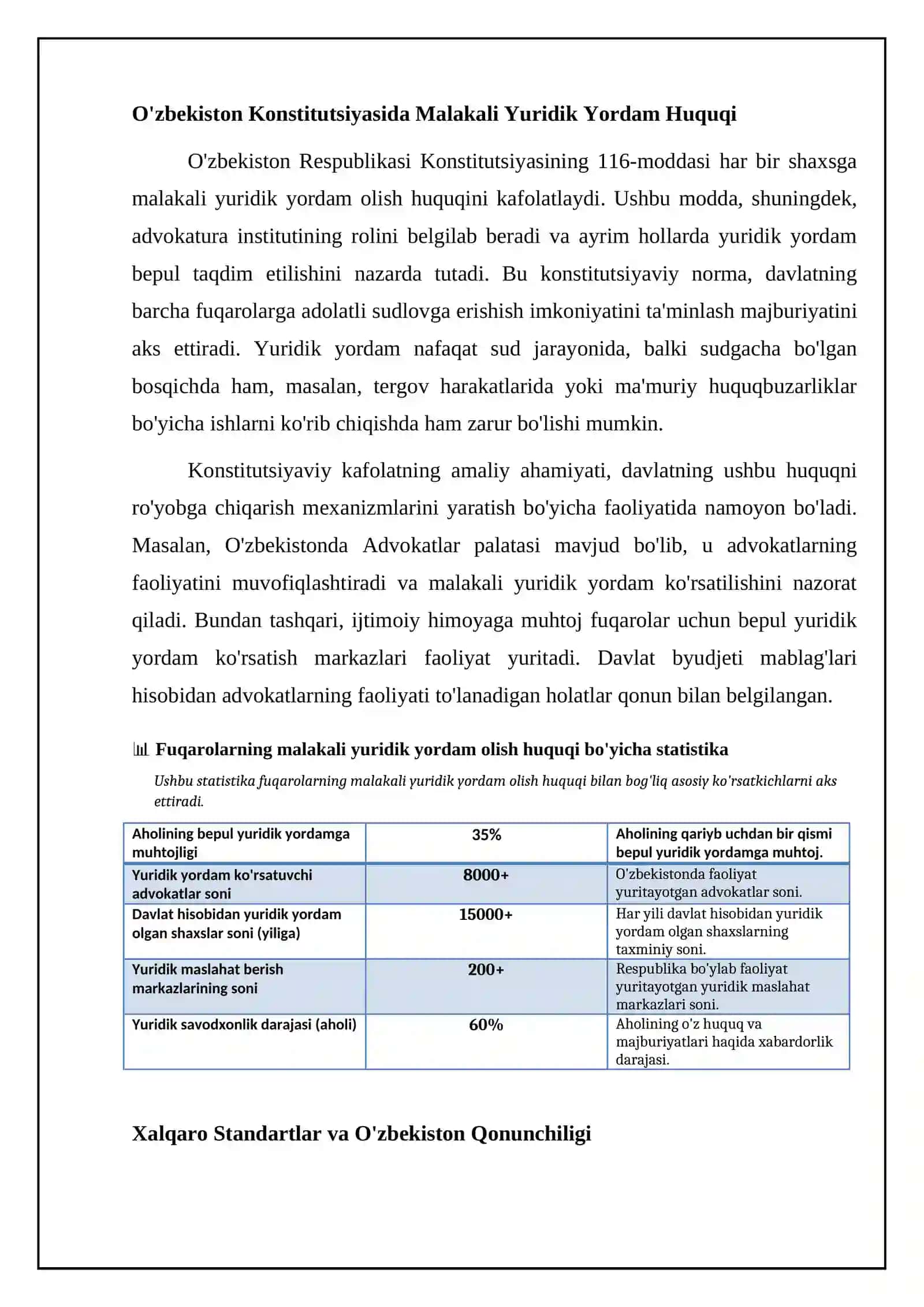 Fuqarolarning malakali yuridik yordam olish huquqi: Konstitutsiyaviy asoslar va xalqaro standartlar 4