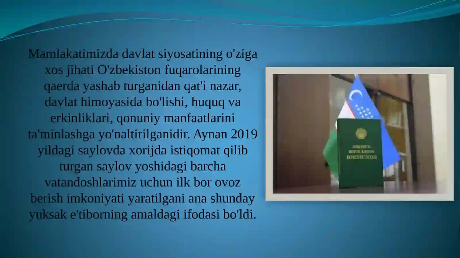 Yangi tahrirdagi Konstitutsiyada yangicha saylov tizimining davlat va jamiyat hayotini yangilashdagi o’rni 4