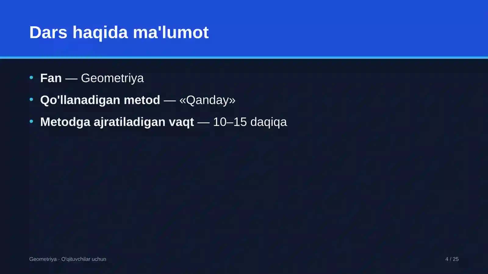 geometriya darslarida qanday metodidan foydalanish 6098 4