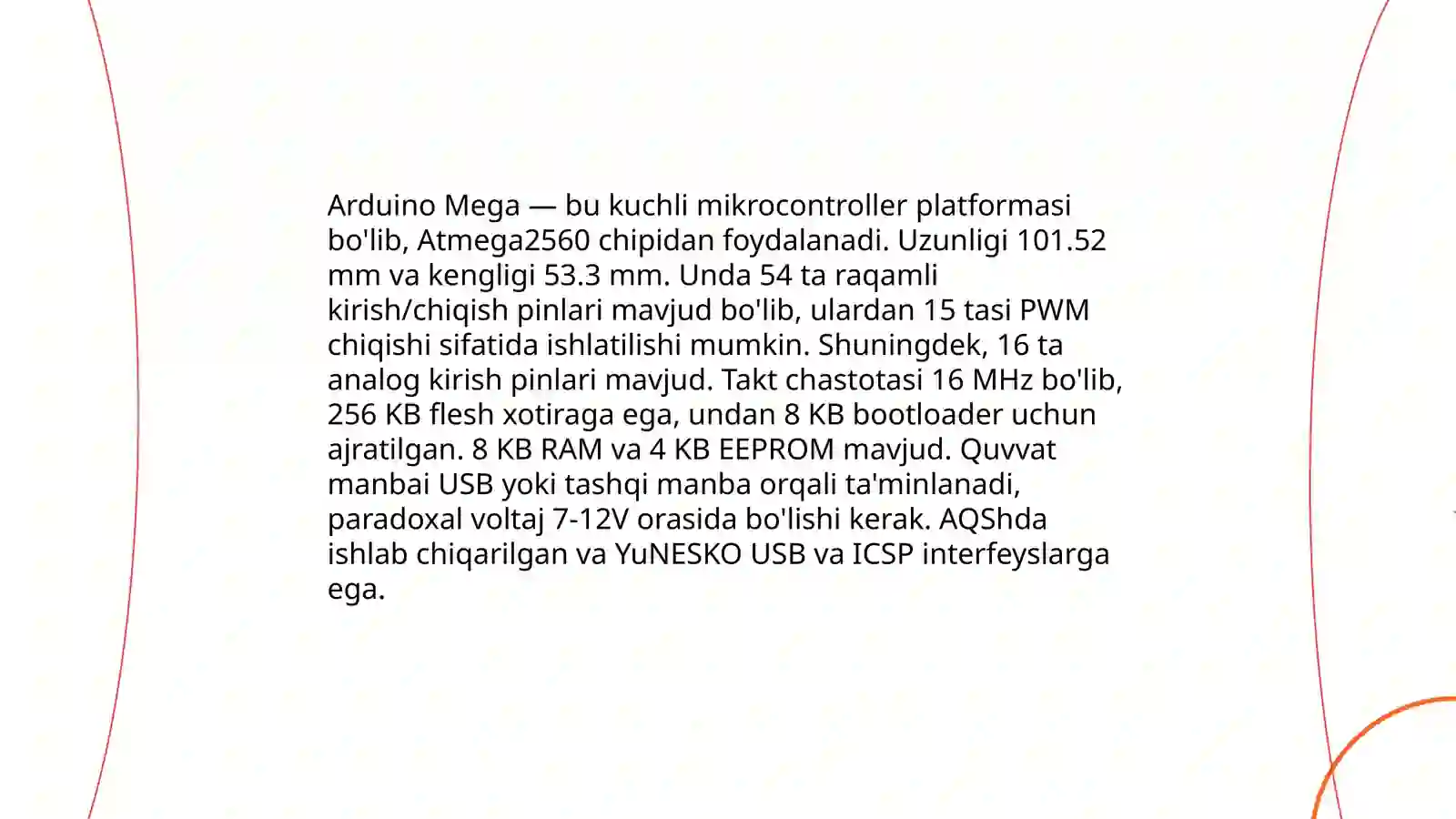 Arduino Uno texnik parametrlari 4