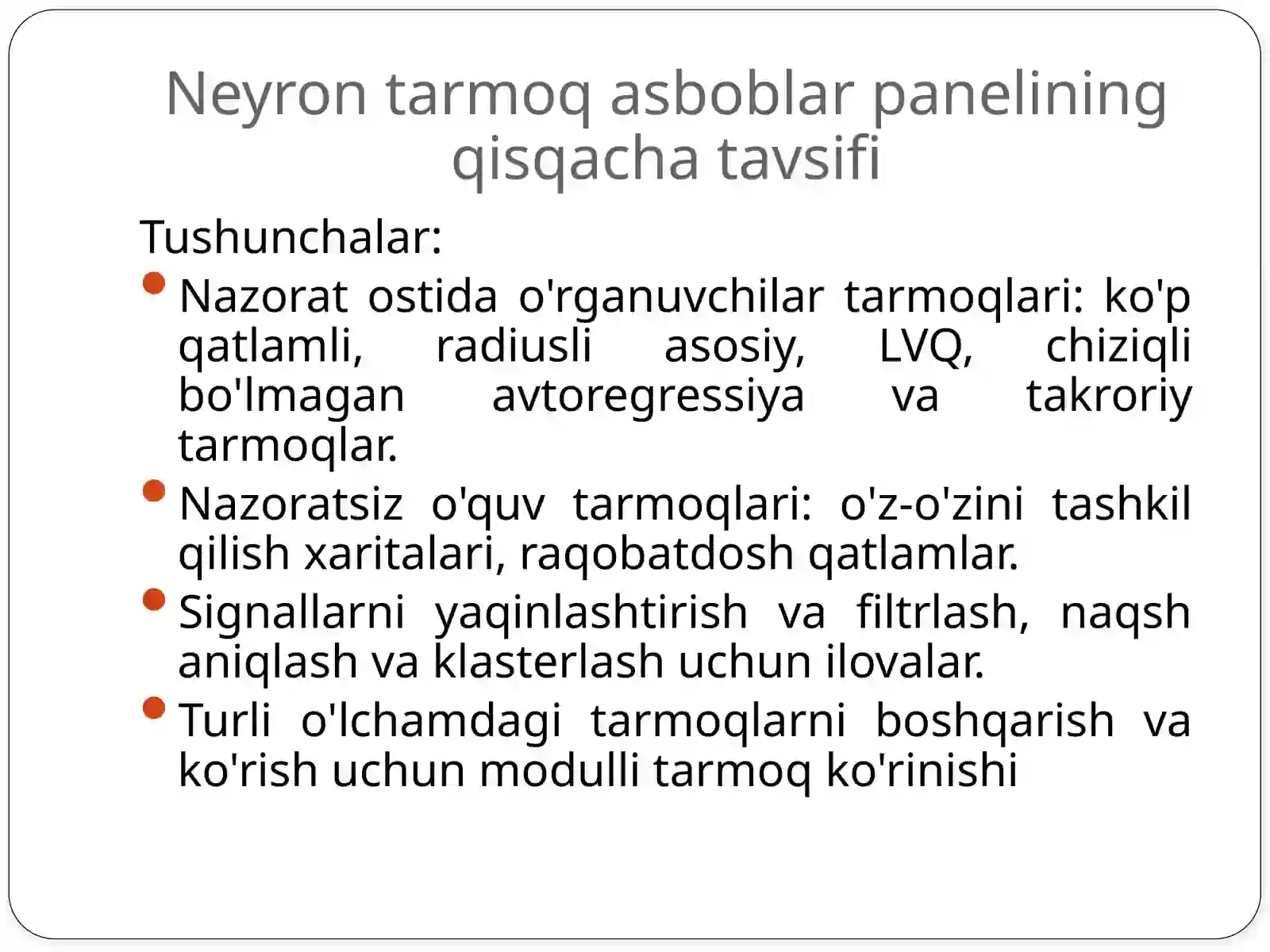 Perceptron va kohen qatlami 4