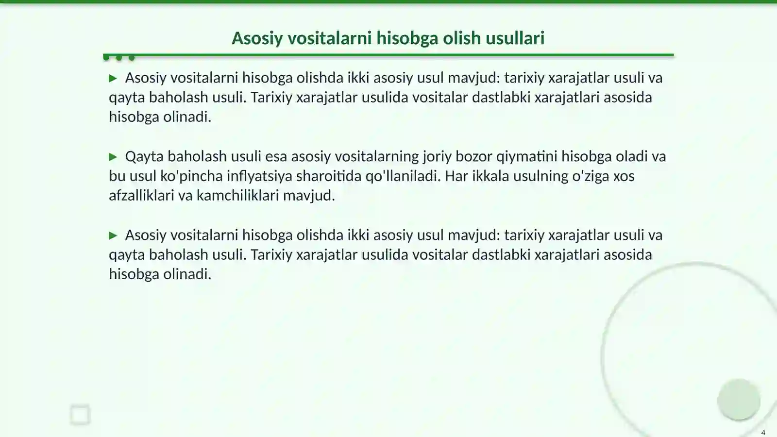 Asosiy vositalar hisobini tashkil qilish hamda uning vazifalari 4