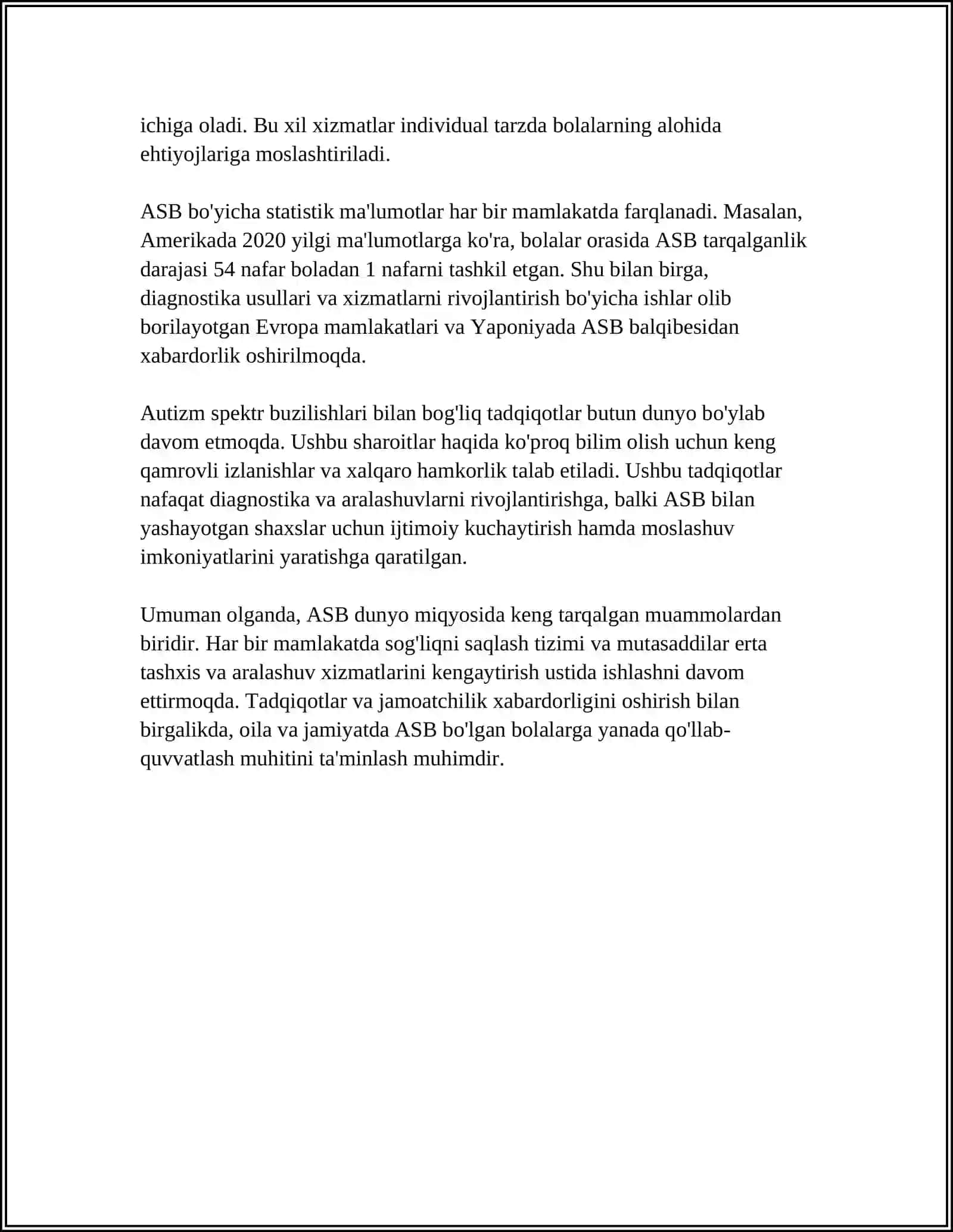 Erta Bolalikda Autizimning Rivojlanish Xususiyatlari 4
