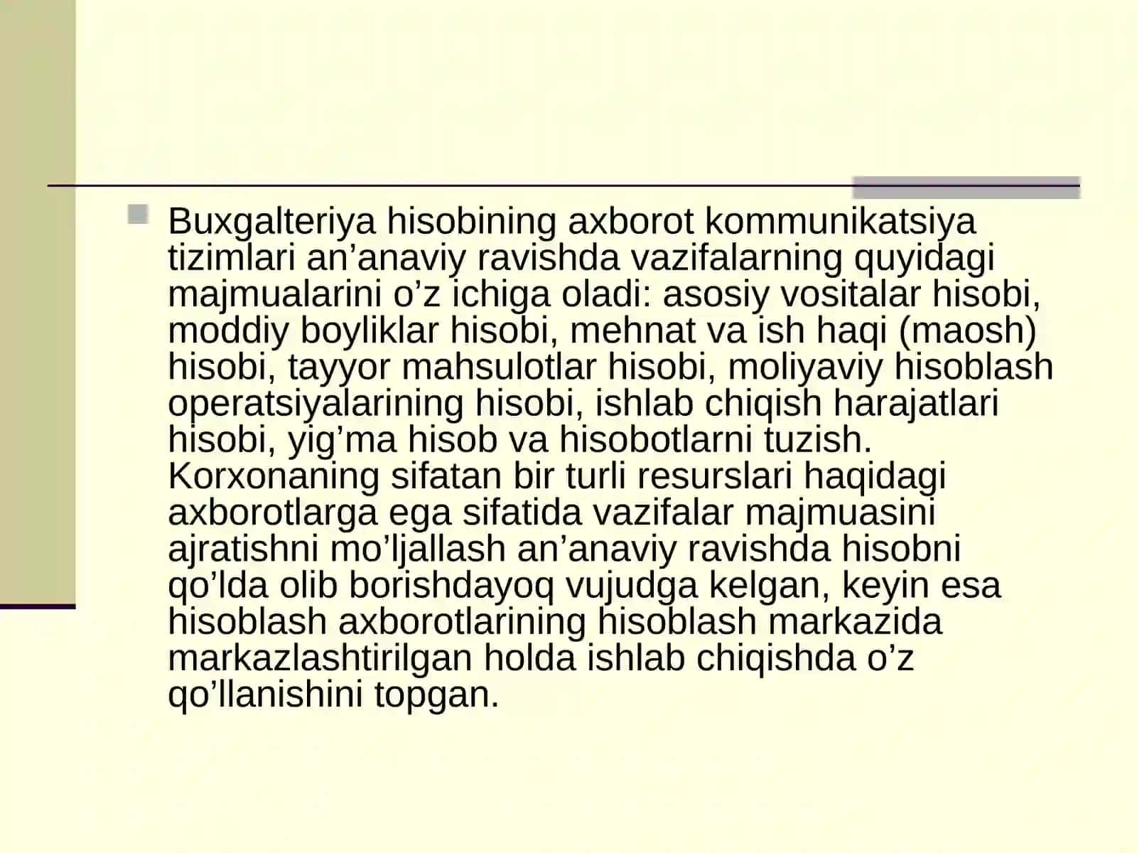 “BUXGALTERIYA HISOBINING AXBOROTKAMUNIKASION TIZIMLARI” FANINING MAZMUNI VA MOHIYATI 4