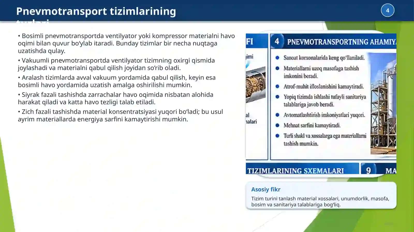 Pnevmotransport qurilmalari va ularni hisoblash 4