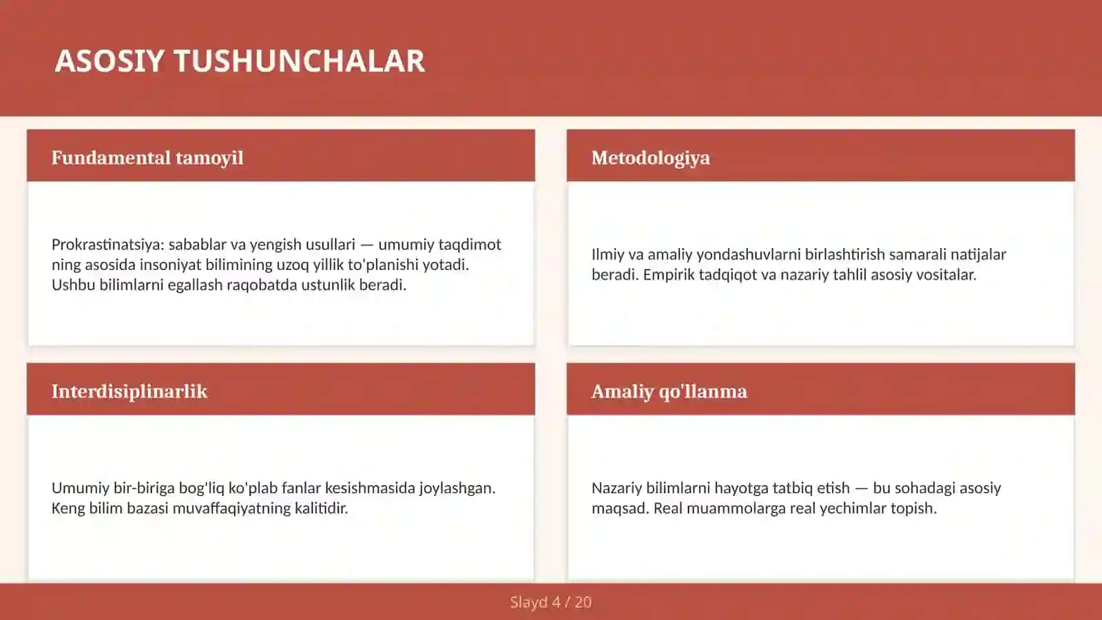 Prokrastinatsiya: Sabablar va Yengish Usullari — Umumiy Taqdimot 4