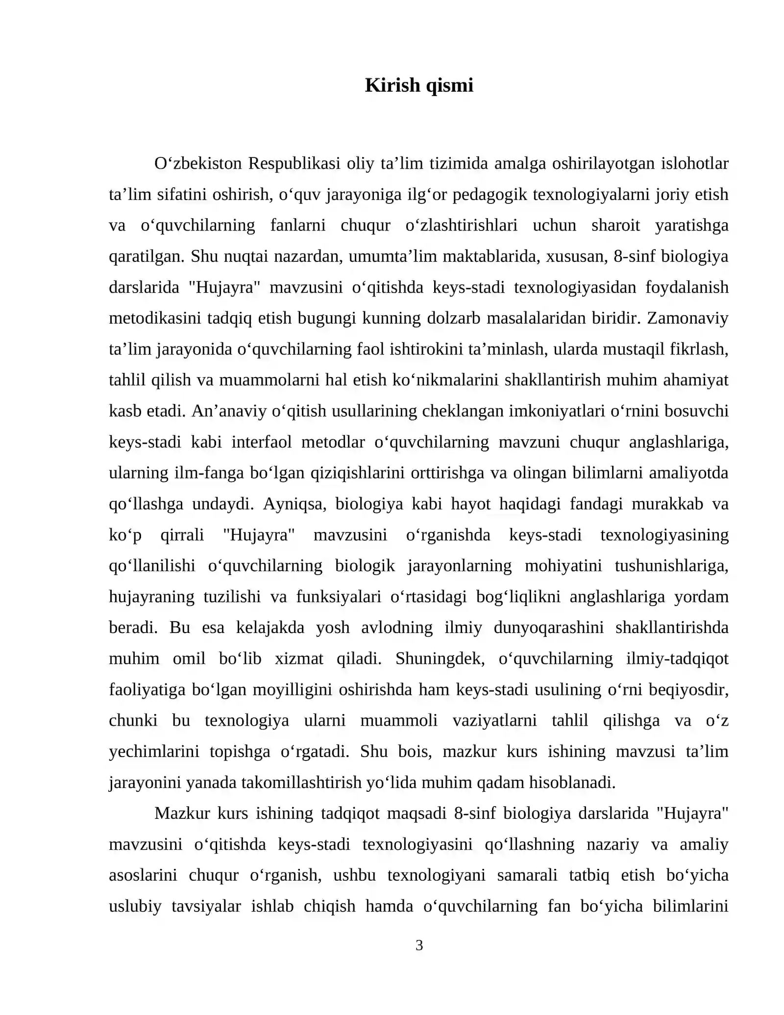Biologiya	8-sinf biologiya (Hujayra)ni o‘qitishda   Keys stadi texnologiyasidan  foydalanish metodikasi. 4