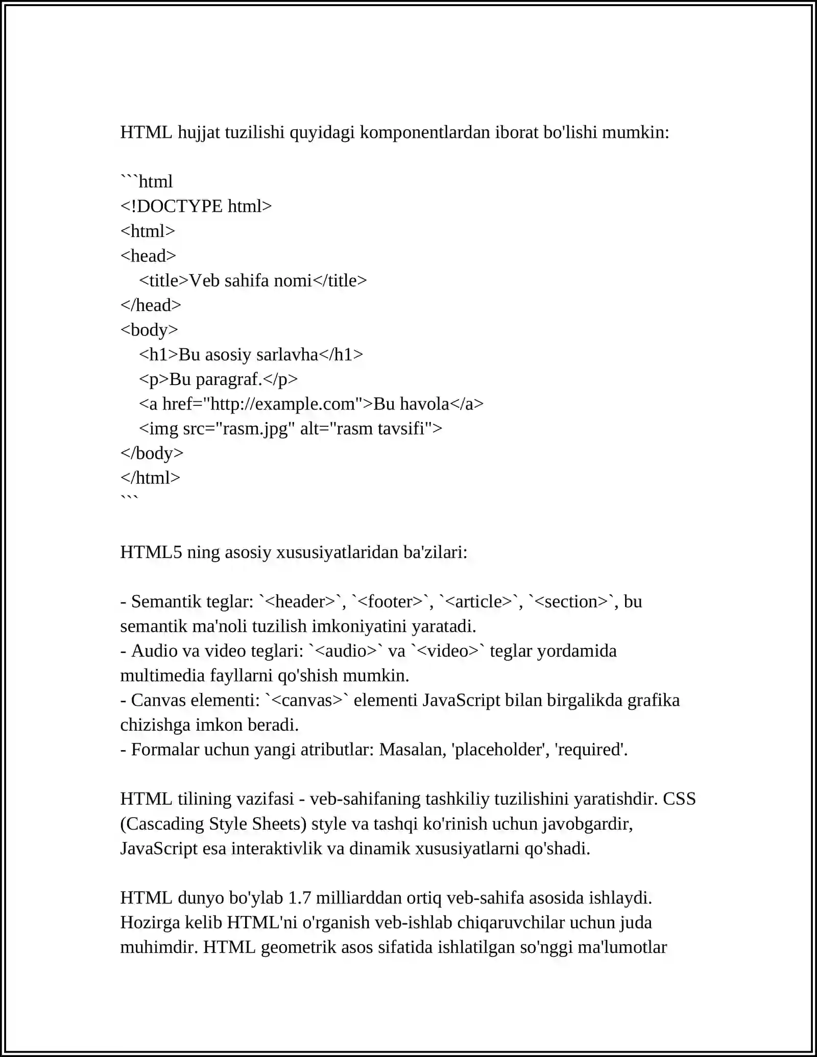 VEB SAHIFALAR YARATISH TEXNOLOGIYALARI 4