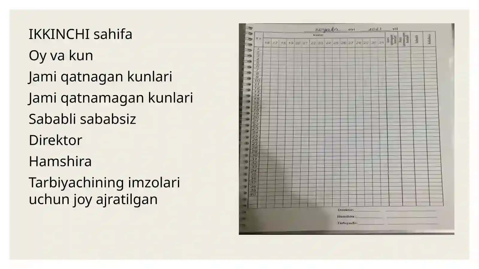 Bolalar  davomatini  qayd  etish  daftari 4