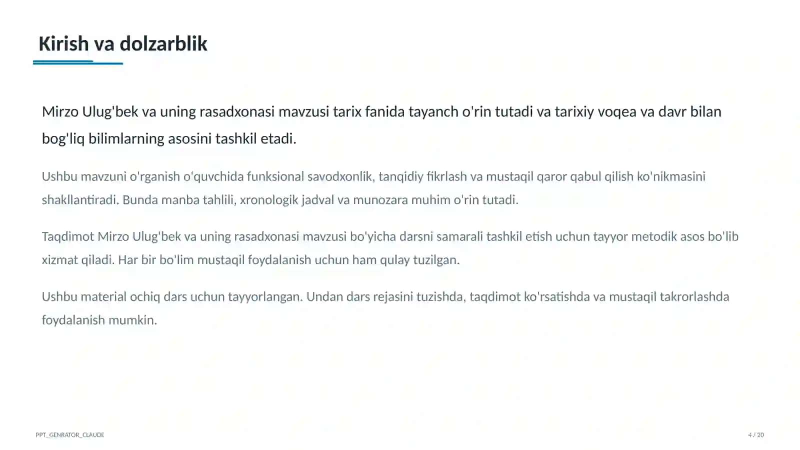 Mirzo Ulug'bek va uning rasadxonasi (5-sinf) 4