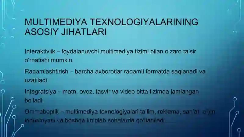 Multimediyatexnologiyalarining texnik ta’monoti 4