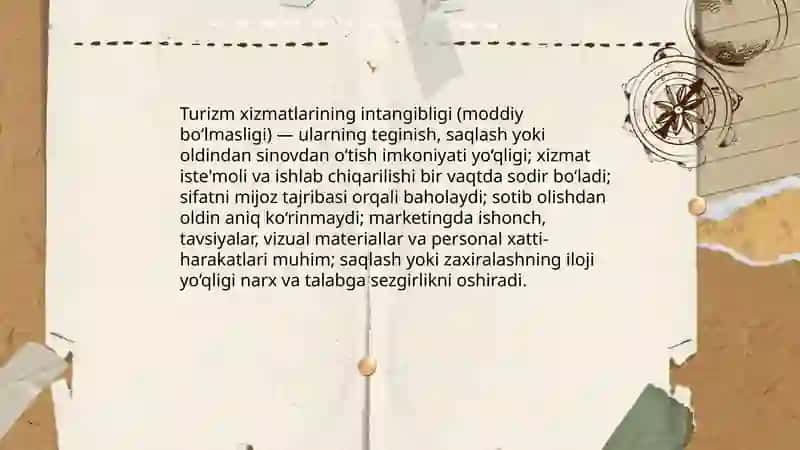 Turizmda xizmatlar va ularning xususiyatlari 4
