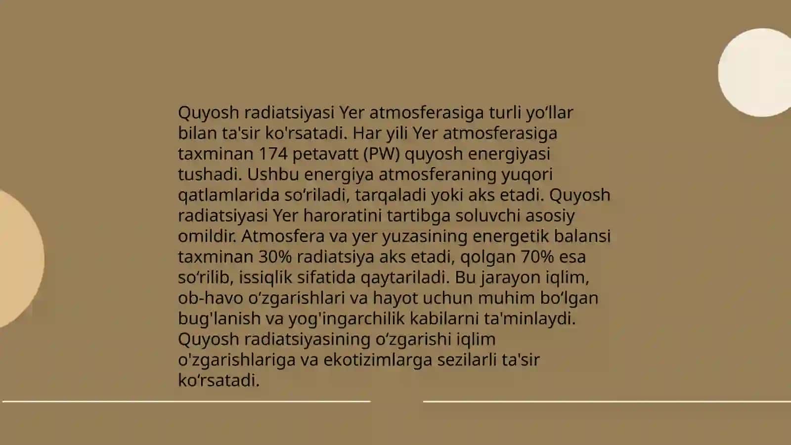 Quyosh energiyasining atmosfera va yer sirtidagi oʻzgarishlari 4