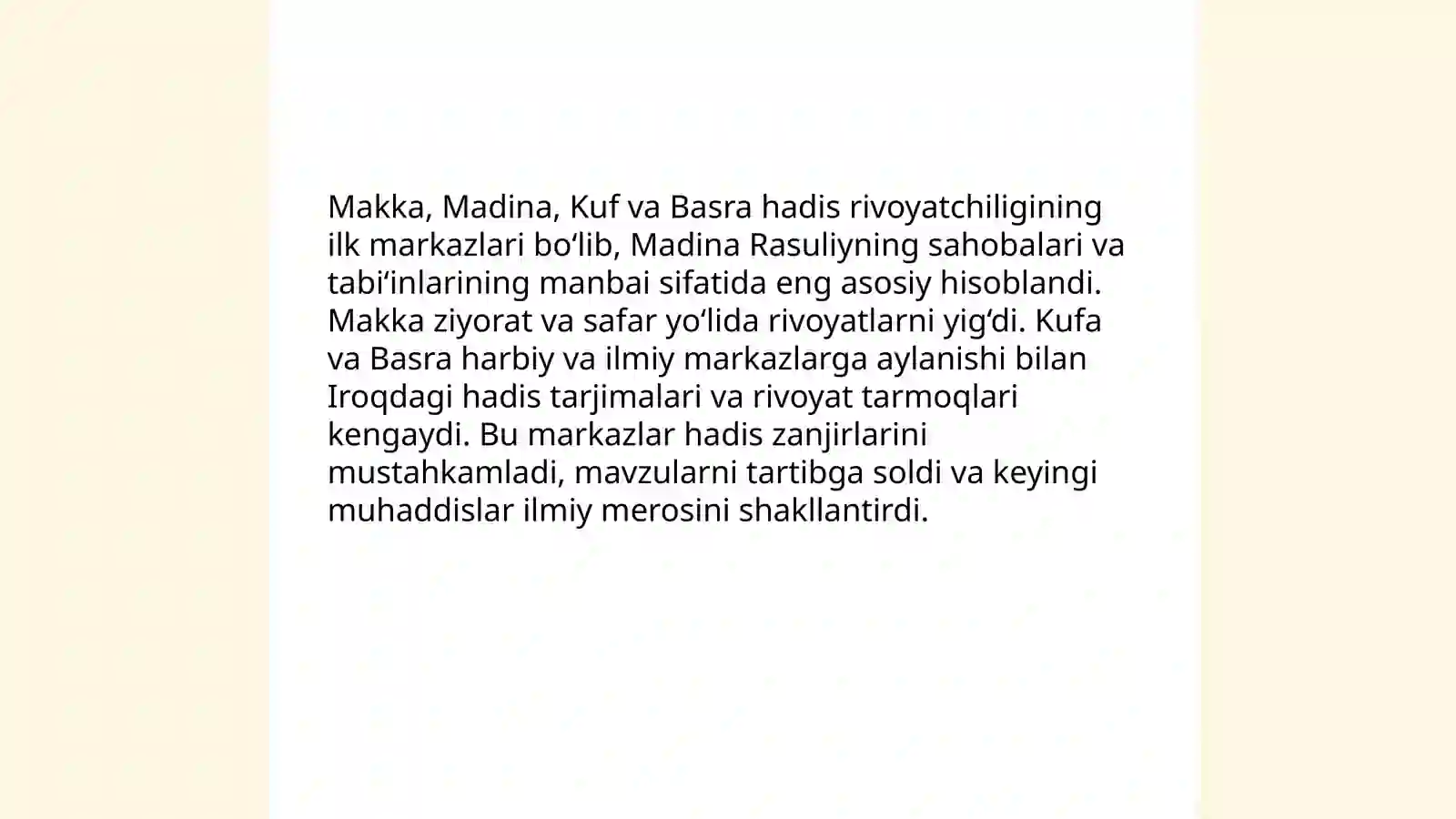 Hadis ilmining paydo bo'lishi 4