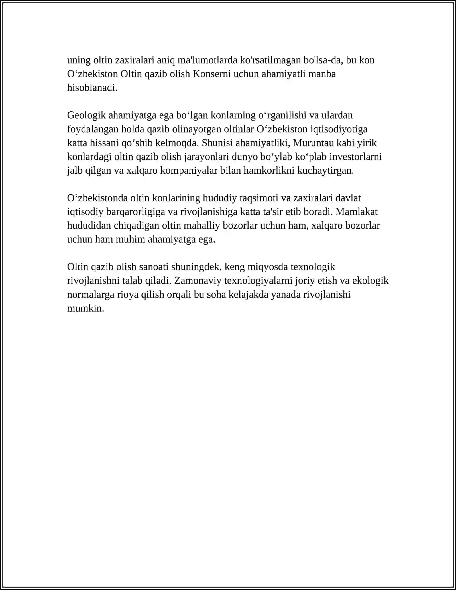 Oltin konlari va ularning hududiy taqsimoti (Muruntau va boshqalar) 4