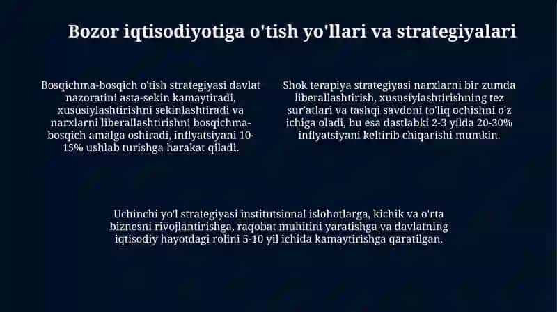 O'tish davrining mohiyati va bozor iqtisodiyotiga o'tish yo'llari 4