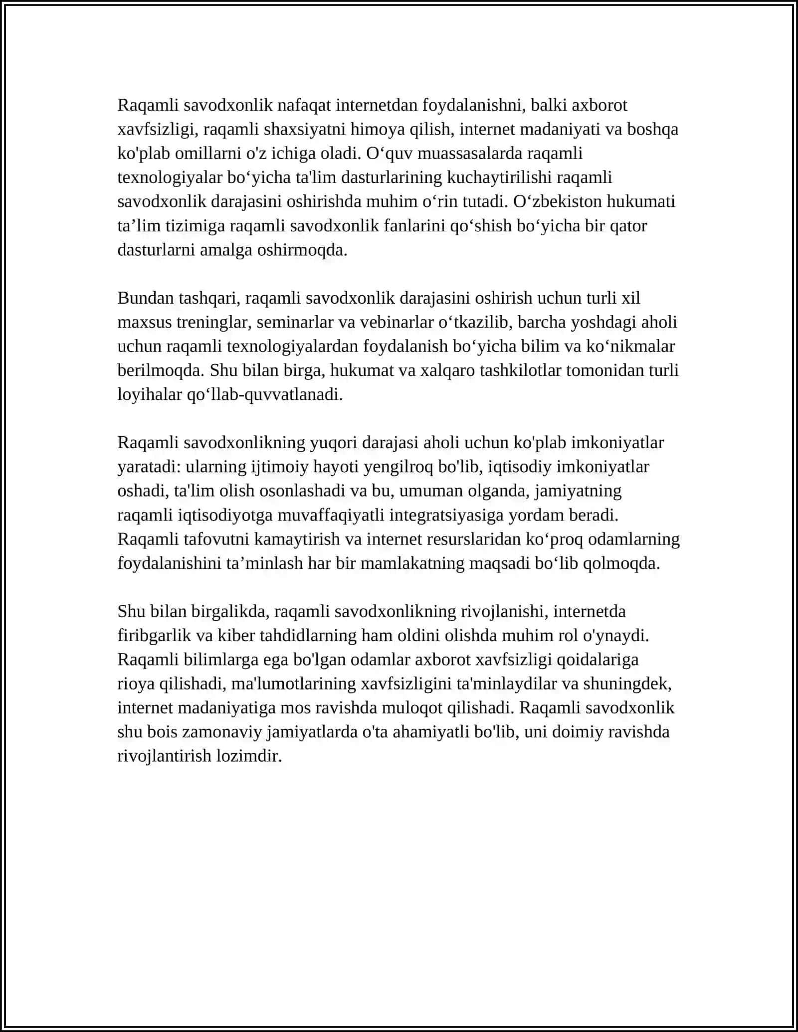 TEXNALOGIYA BILAN BOG'LIQ KO'NIKMALAR 4
