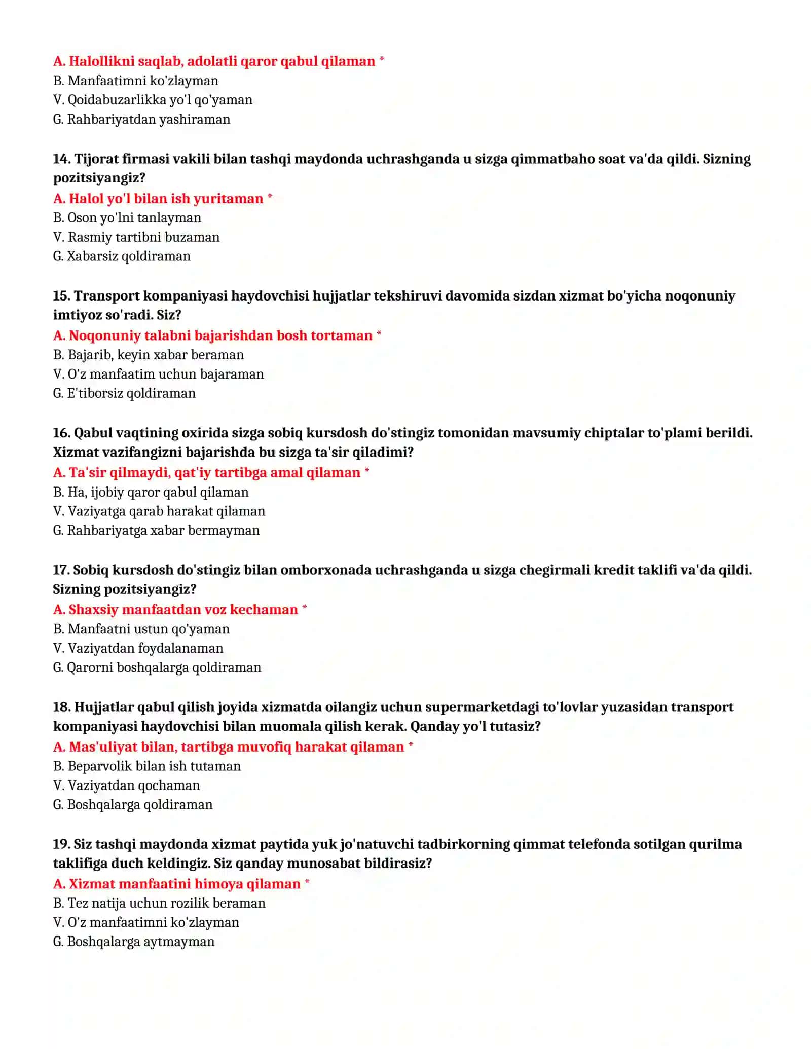BOJXONA AKADEMIYASI - TO'LIQ TEST TO'PLAMI (№40) 4