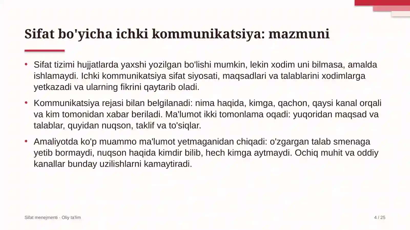 bolalar o'yin markazlarida sifat bo'yicha ichki kommunikatsiyalarni yo'lga qo'yish 5235 4