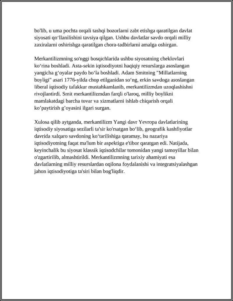 MERKANTILIZMDAGI IQTISODIY QARASHLAR: ZAMONAVIY TAHLIL VA AMALIYOT 4