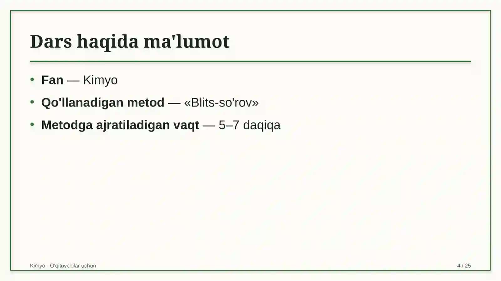 kimyo darslarida blits so'rov metodidan foydalanish 1346 4