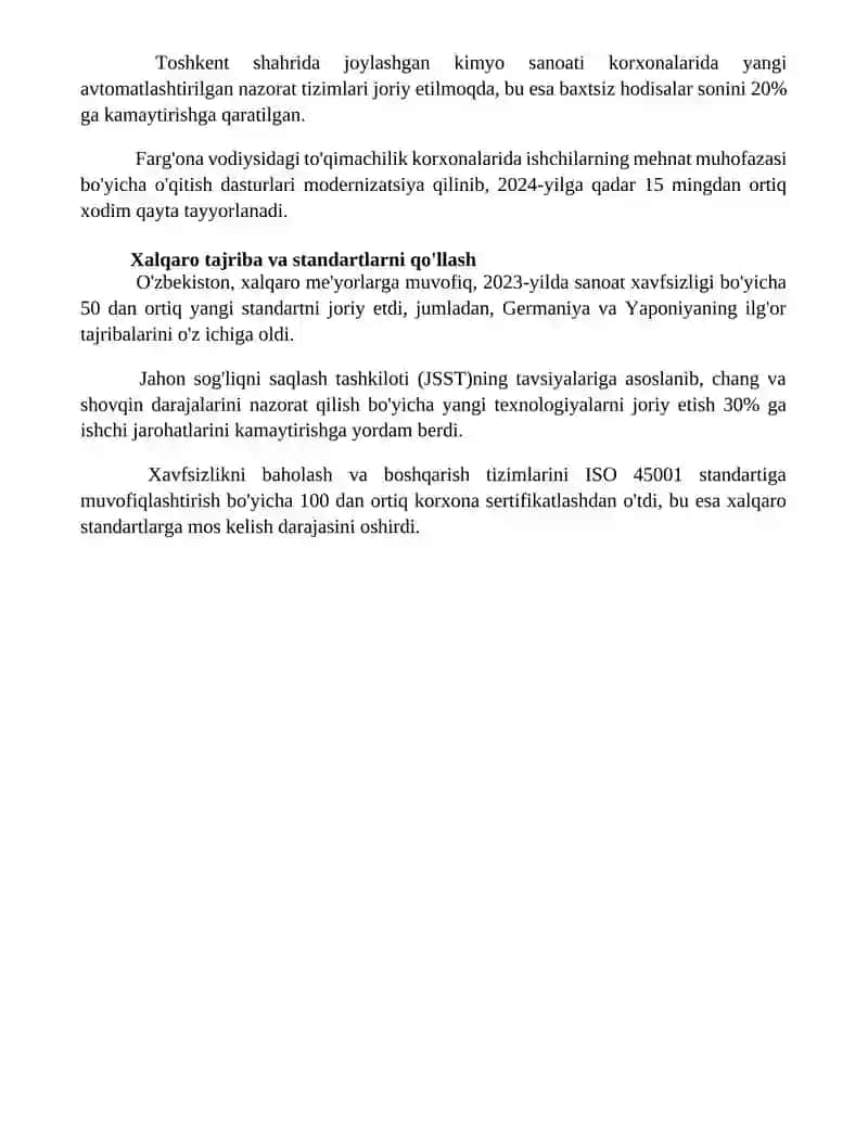Sanoat xavfsizligini ta'minlash borasida amalga oshirilayotgan islohotlar 4