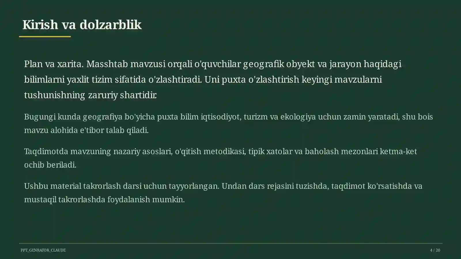 Plan va xarita. Masshtab (5-sinf) 4