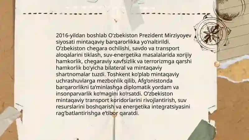 Ózbekistonning markaziy osiyoda tinchlik va mustaqillikni ta’minlashdagi órni 4